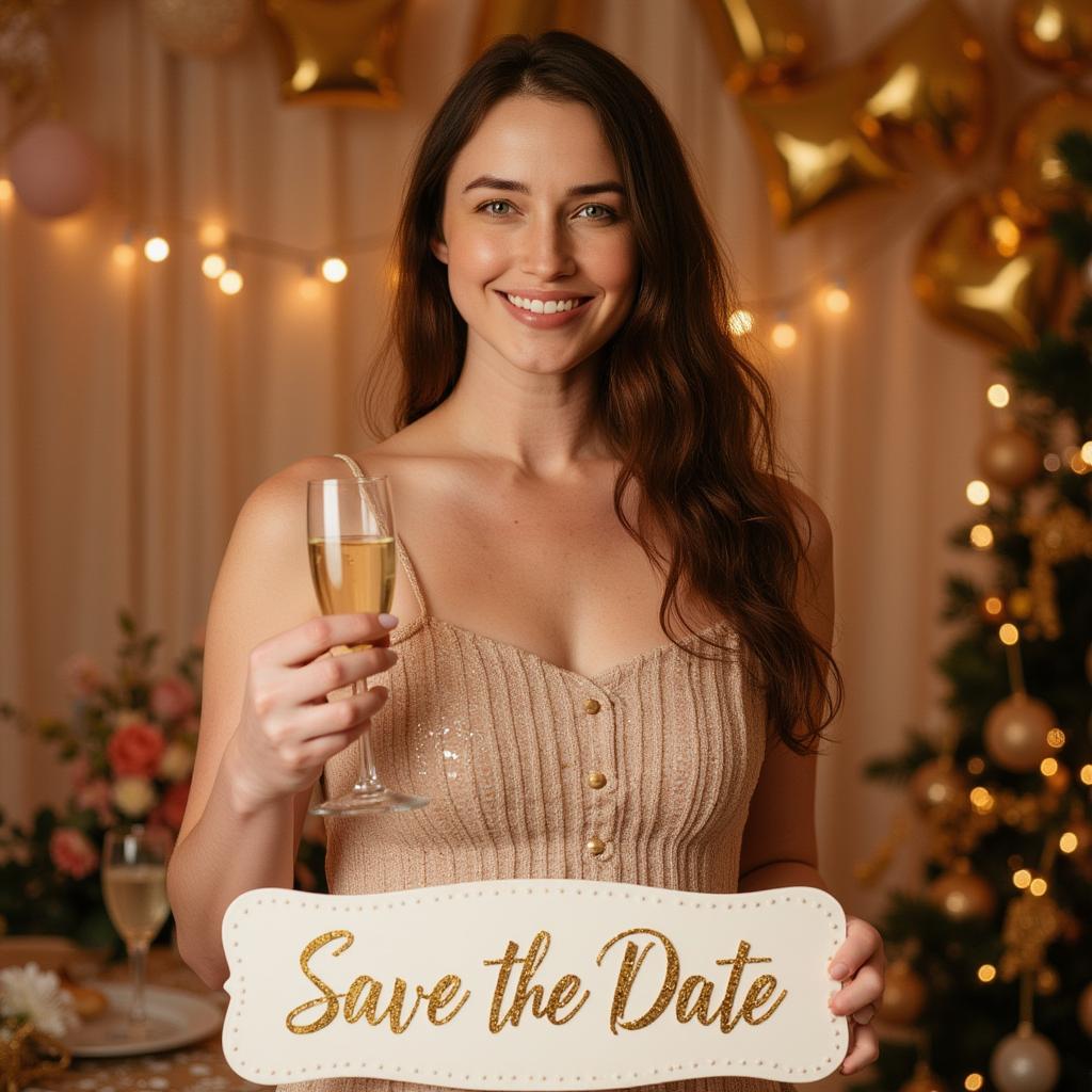 Elegant save the date woman portrait