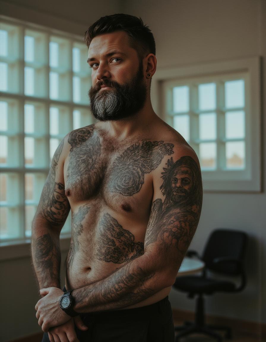 Artistic tattooed man portrait