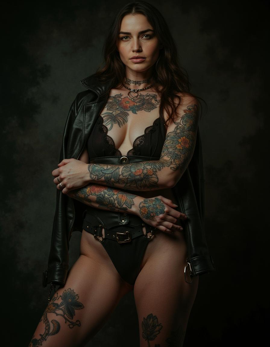 Artistic tattooed woman portrait