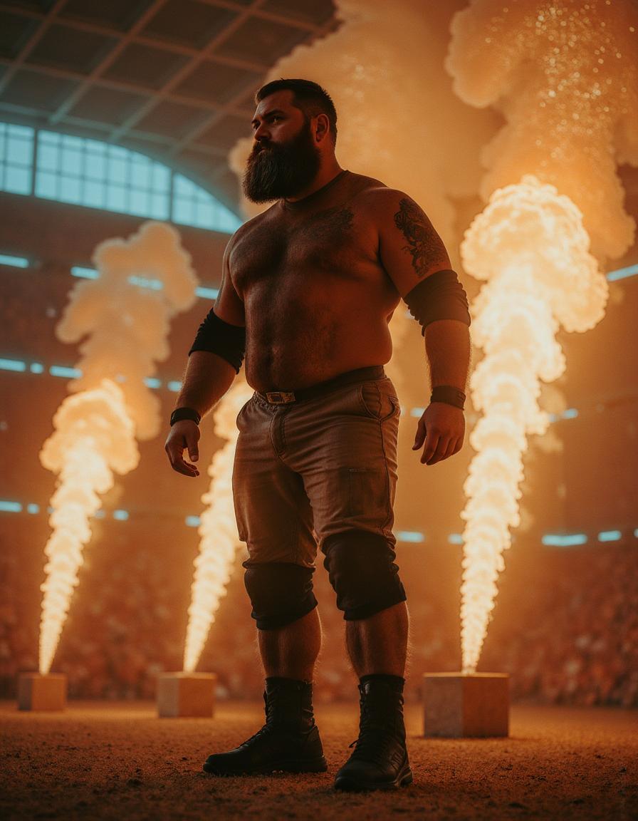 Powerful wrestler man portrait